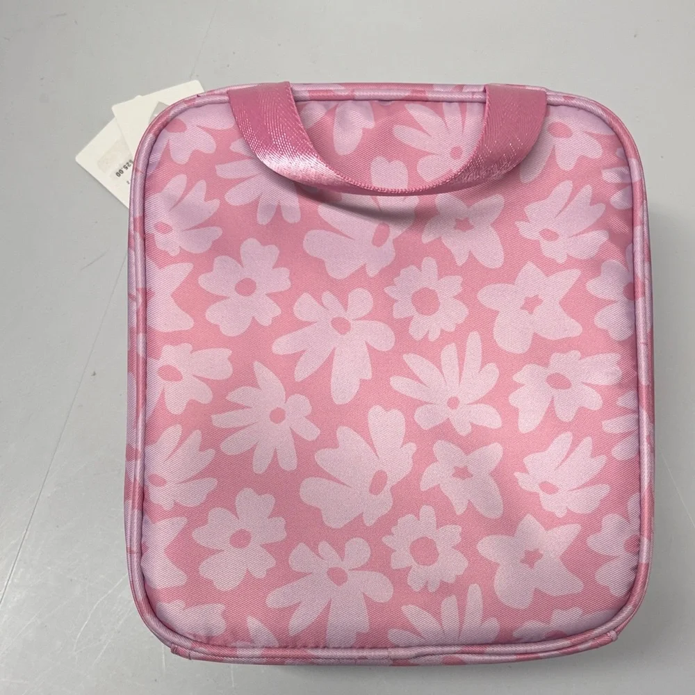 Set of 2 Hurley Lunch Box Tote Bags Flip Sequins Peony Pink Black Zebra NWT